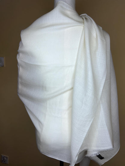 100% Pure Himalayan Cashmere Pashmina Shawl - Mustang Collection Everest White