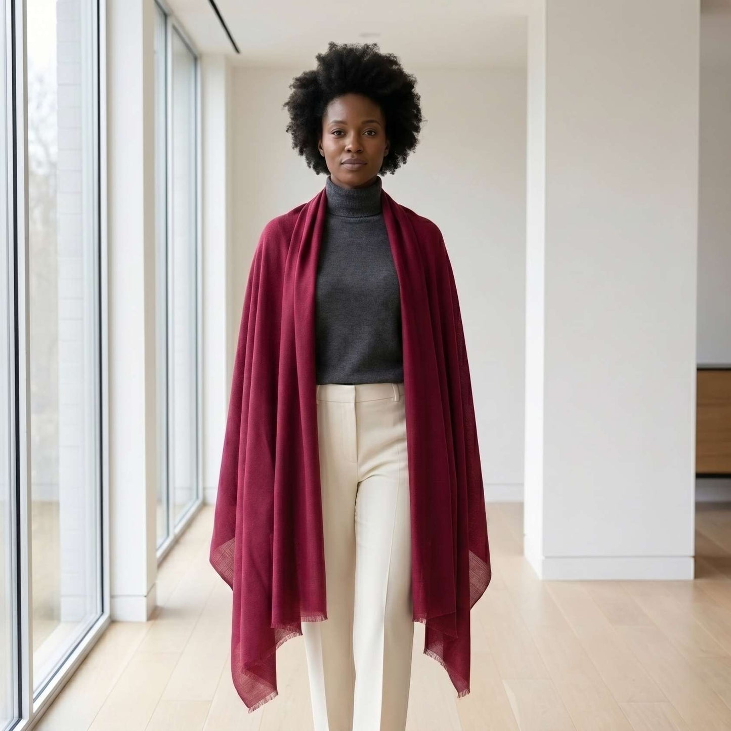 Heritage Red & Mulberry Cashmere Pashmina Shawl