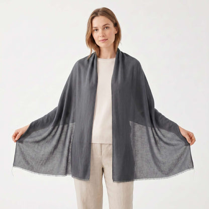 Himalayan Mist and Twilight Grey Cashmere Pashmina Shawl