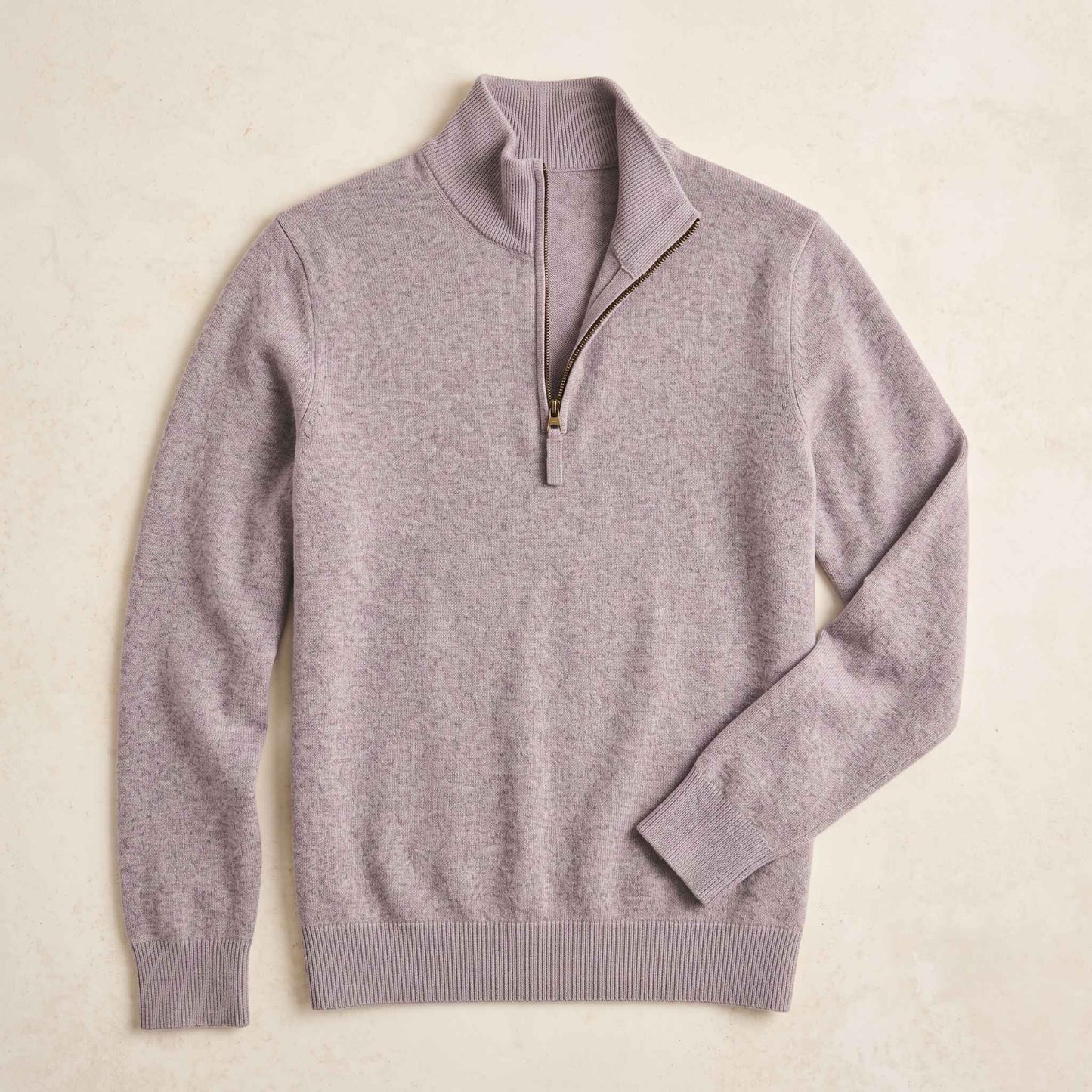 Men's cashmere half-zip sweater, Embrace in Fog - view 2