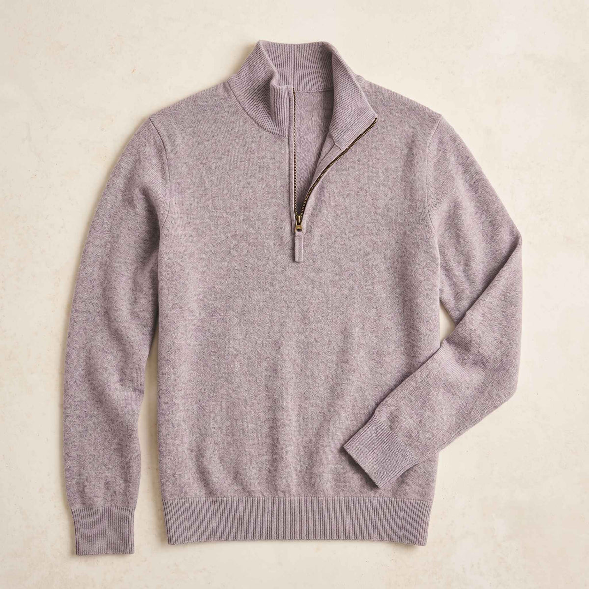 Men's cashmere half-zip sweater, Embrace in Fog - view 2