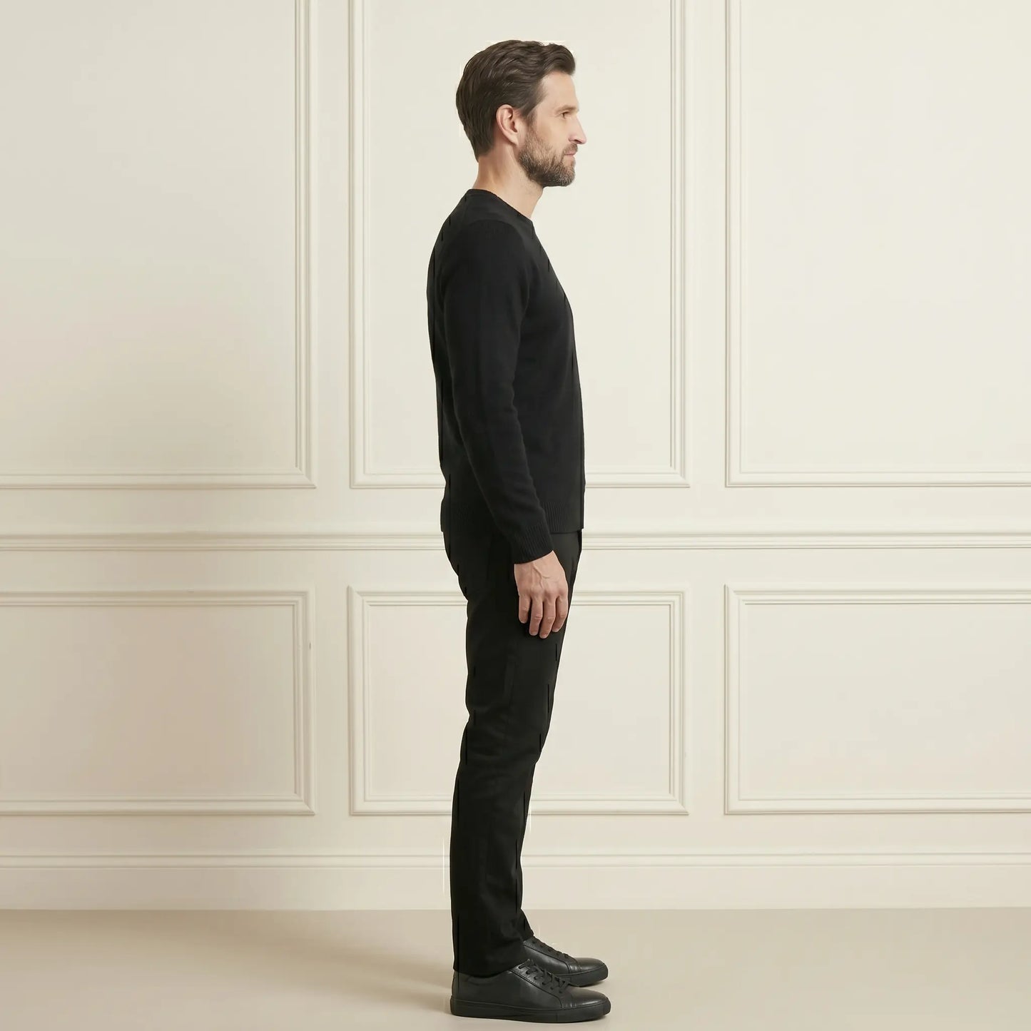 Authentic Black Crewneck Himalayan Cashmere Full Sleeve Sweater for men