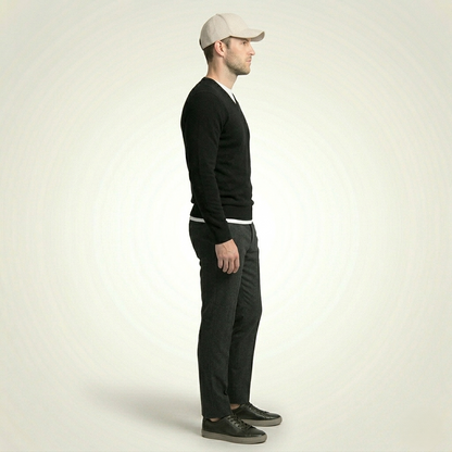 Authentic Black Original V-Neck Full Sleeve Himalayan Cashmere Sweater