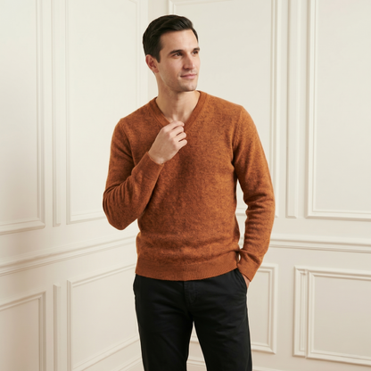 Authentic Caramel Original V-Neck Himalayan Cashmere Sweater