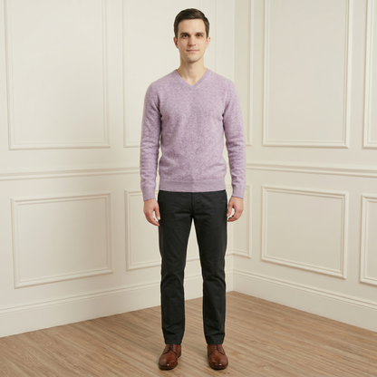 Authentic Fog V-Neck Full sleeve Himalayan Cashmere Sweater for Men