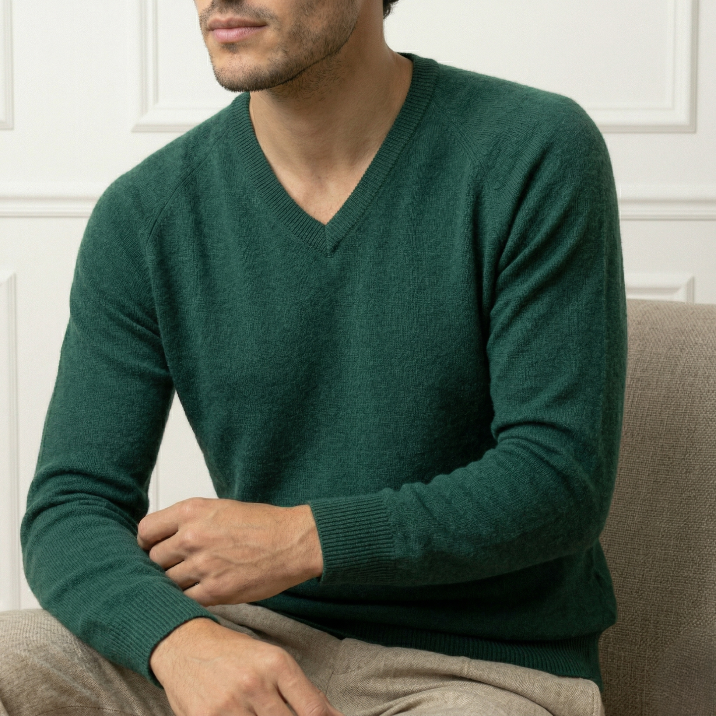 Authentic Pine Original V-Neck Full sleeve Himalayan Cashmere Sweater 