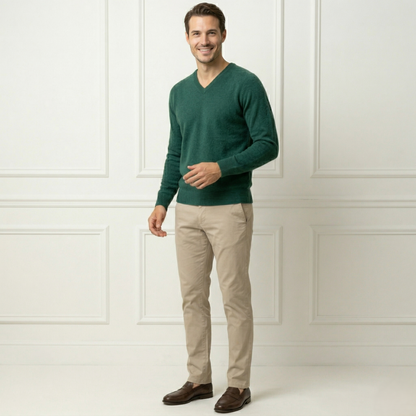 Authentic Pine V-Neck Full sleeve Himalayan Cashmere Sweater for Men
