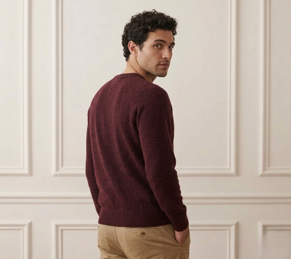 Authentic Wine Red V-Neck Himalayan Cashmere Sweater