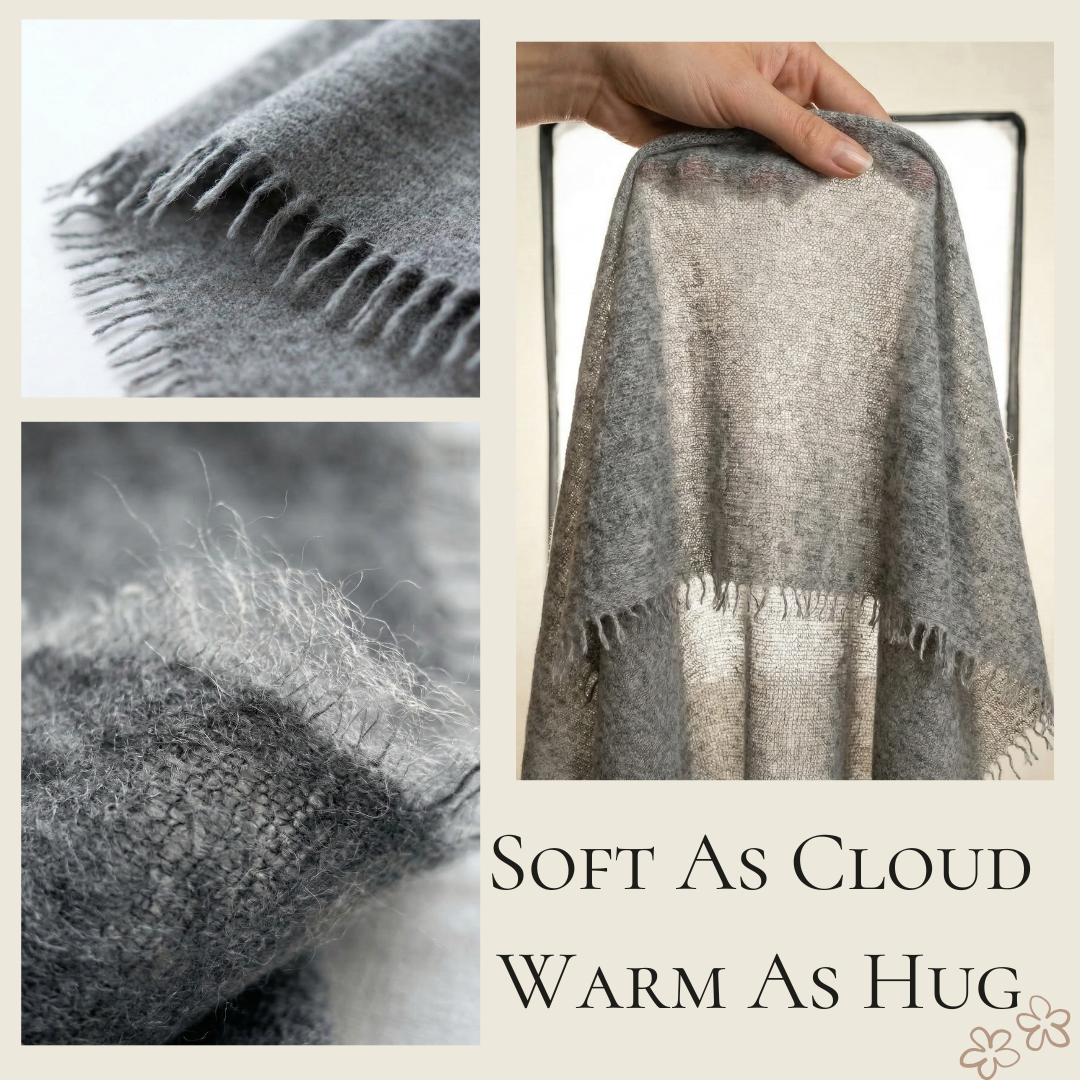 Pure 16-Micron Handknitted Cashmere Pashmina Shawl