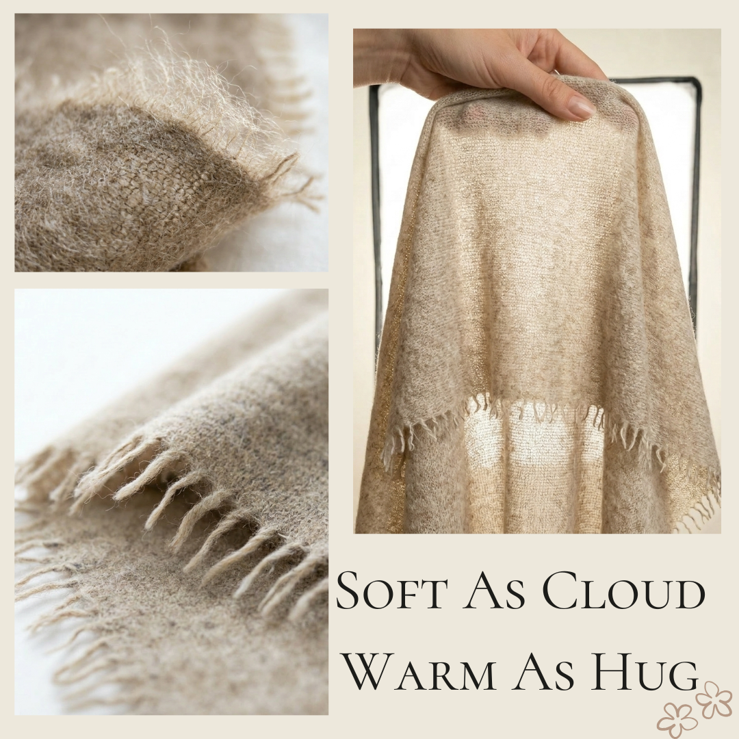 Pure 16-Micron Handknitted Cashmere Pashmina Shawl