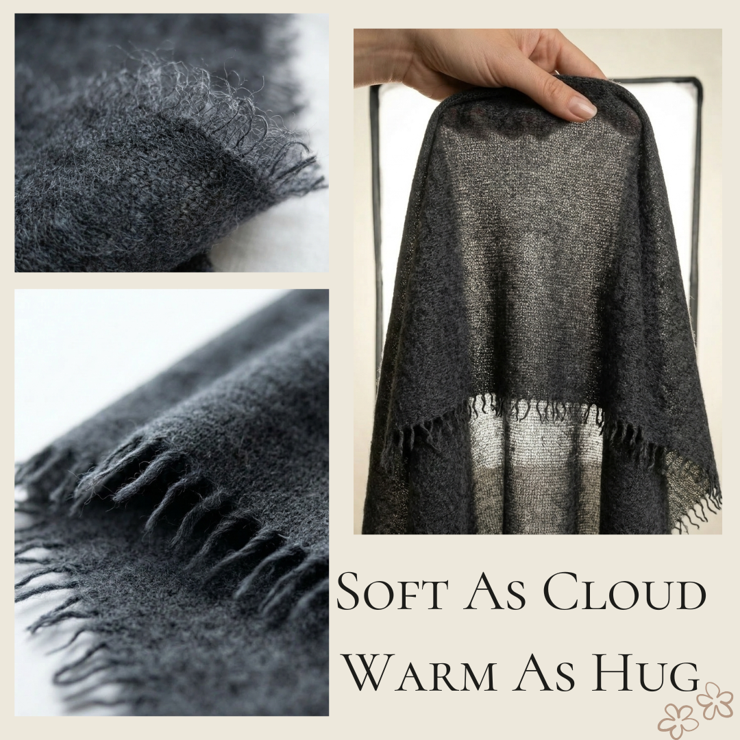 Pure 16-Micron Handknitted Cashmere Pashmina Shawl