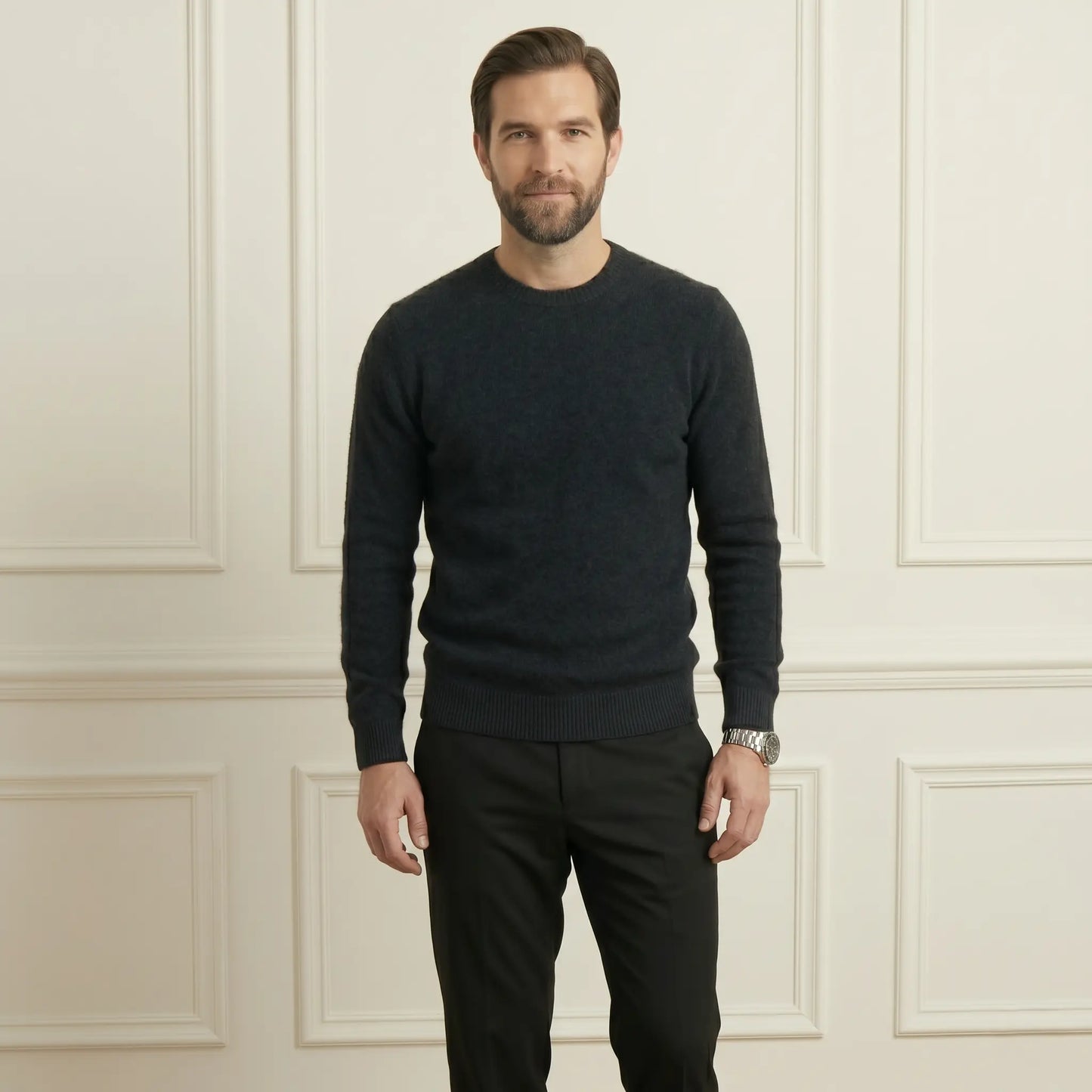 Black Crewneck Himalayan Cashmere Sweater