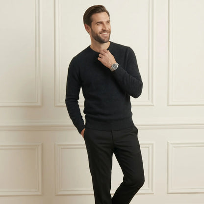 Black Original Crewneck Himalayan Cashmere Full Sleeve Sweater