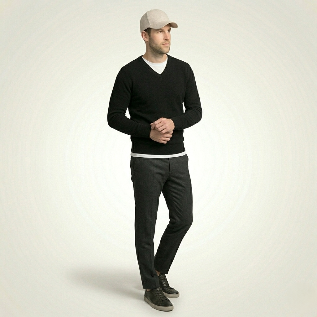 Black V-Neck Full Sleeve Himalayan Cashmere Sweater