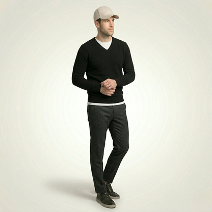 Black V-Neck Full Sleeve Himalayan Cashmere Sweater