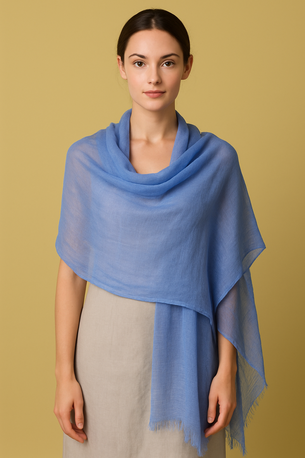 100% Pure Himalayan Cashmere Pashmina Shawl - Namche Collection Sky Blue