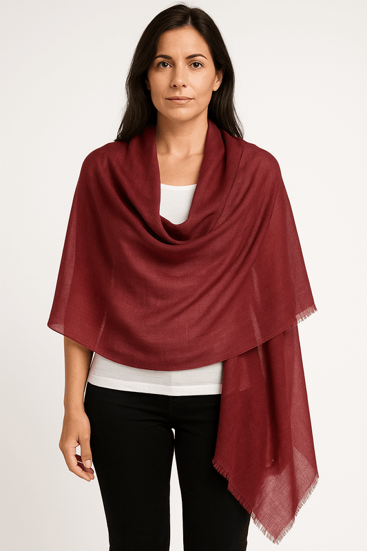 NPIA Certified 100% Pure Himalayan Cashmere Pashmina Shawl - Annapurna Mulberry