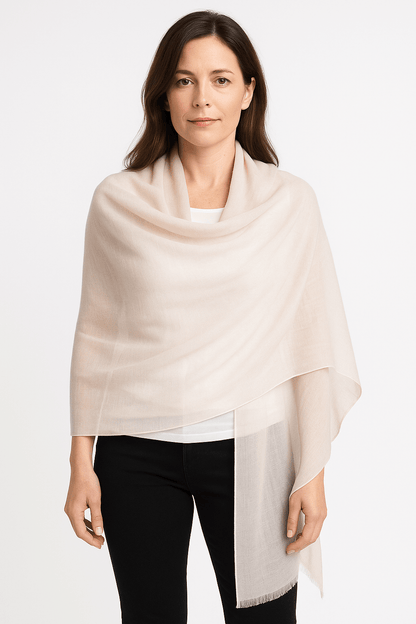 NPIA Certified 100% Pure Himalayan Cashmere Pashmina Shawl - Annapurna Pearl Pink