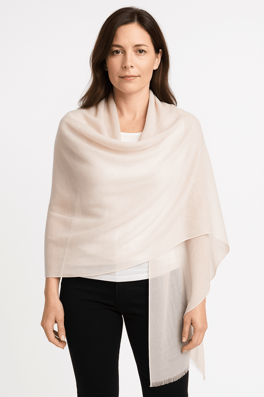 NPIA Certified 100% Pure Himalayan Cashmere Pashmina Shawl - Annapurna Pearl Pink