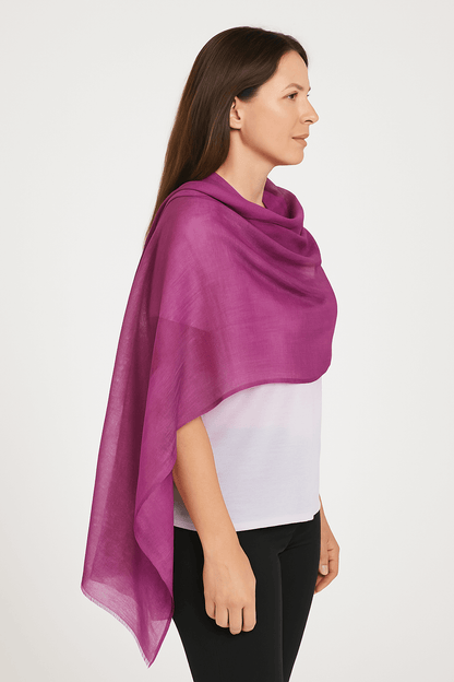NPIA Certified 100% Pure Himalayan Cashmere Pashmina Shawl - Annapurna Fuchsia Pink