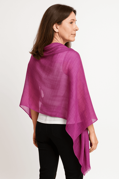 NPIA Certified 100% Pure Himalayan Cashmere Pashmina Shawl - Annapurna Fuchsia Pink