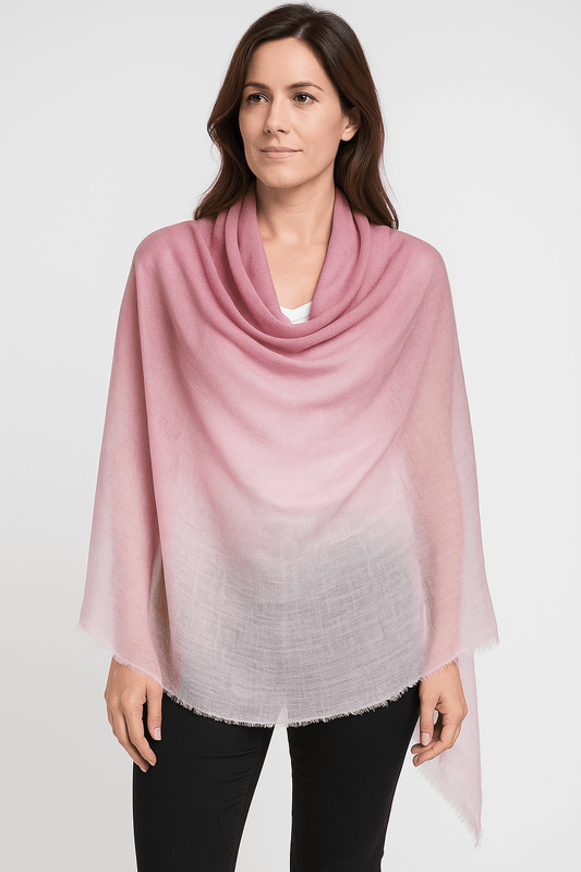 NPIA Certified 100% Pure Himalayan Cashmere Pashmina Shawl - Annapurna Pokhara Blush