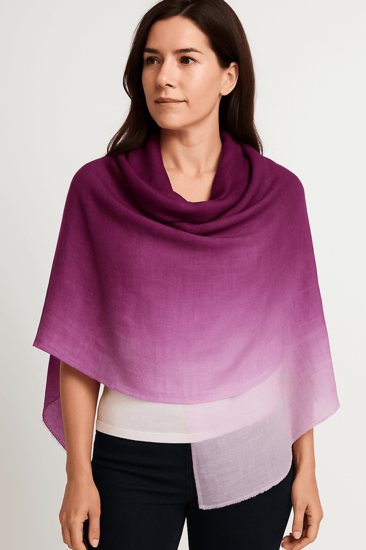 NPIA Certified 100% Pure Himalayan Cashmere Pashmina Shawl - Annapurna Rhododendron Magenta
