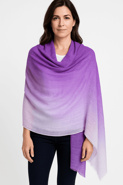 NPIA Certified 100% Pure Himalayan Cashmere Pashmina Shawl - Annapurna Langtang Lavender