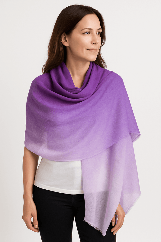 NPIA Certified 100% Pure Himalayan Cashmere Pashmina Shawl - Annapurna Langtang Lavender