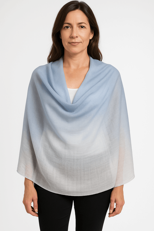 NPIA Certified 100% Pure Himalayan Cashmere Pashmina Shawl - Gosaikunda Azure