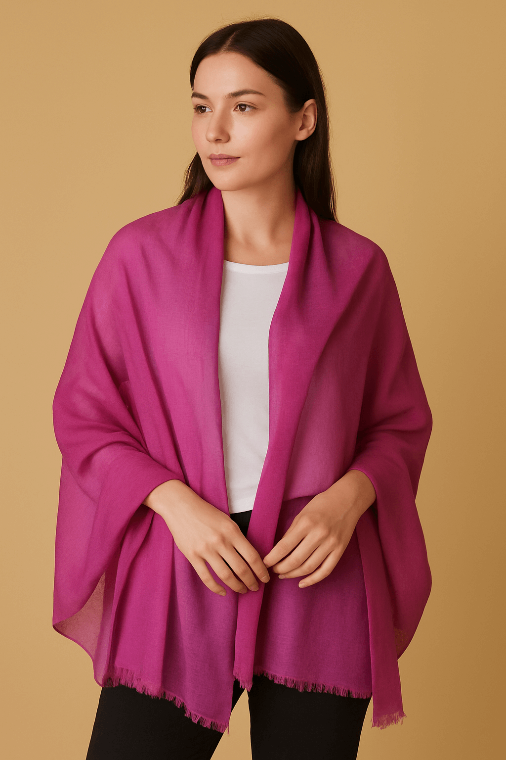 NPIA Certified 100% Pure Himalayan Cashmere Pashmina Shawl - Annapurna Fuchsia Pink