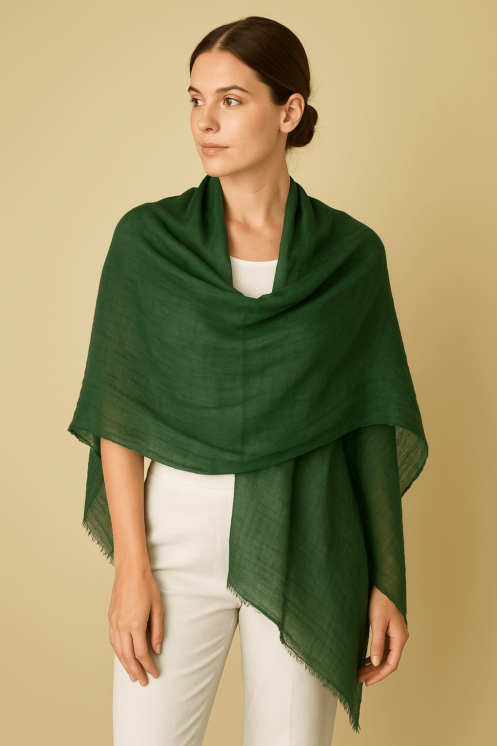 NPIA Certified 100% Pure Himalayan Cashmere Pashmina Shawl - Mustang Forest Green