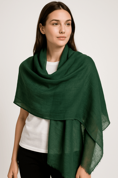 NPIA Certified 100% Pure Himalayan Cashmere Pashmina Shawl - Mustang Forest Green