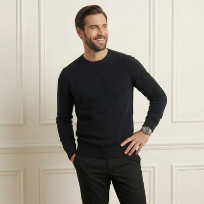 Exclusive Black Crewneck Himalayan Cashmere Full Sleeve Sweater for men