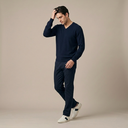 Exclusive Dark Navy Original V-Neck Full sleeve Himalayan Cashmere Sweater for Men