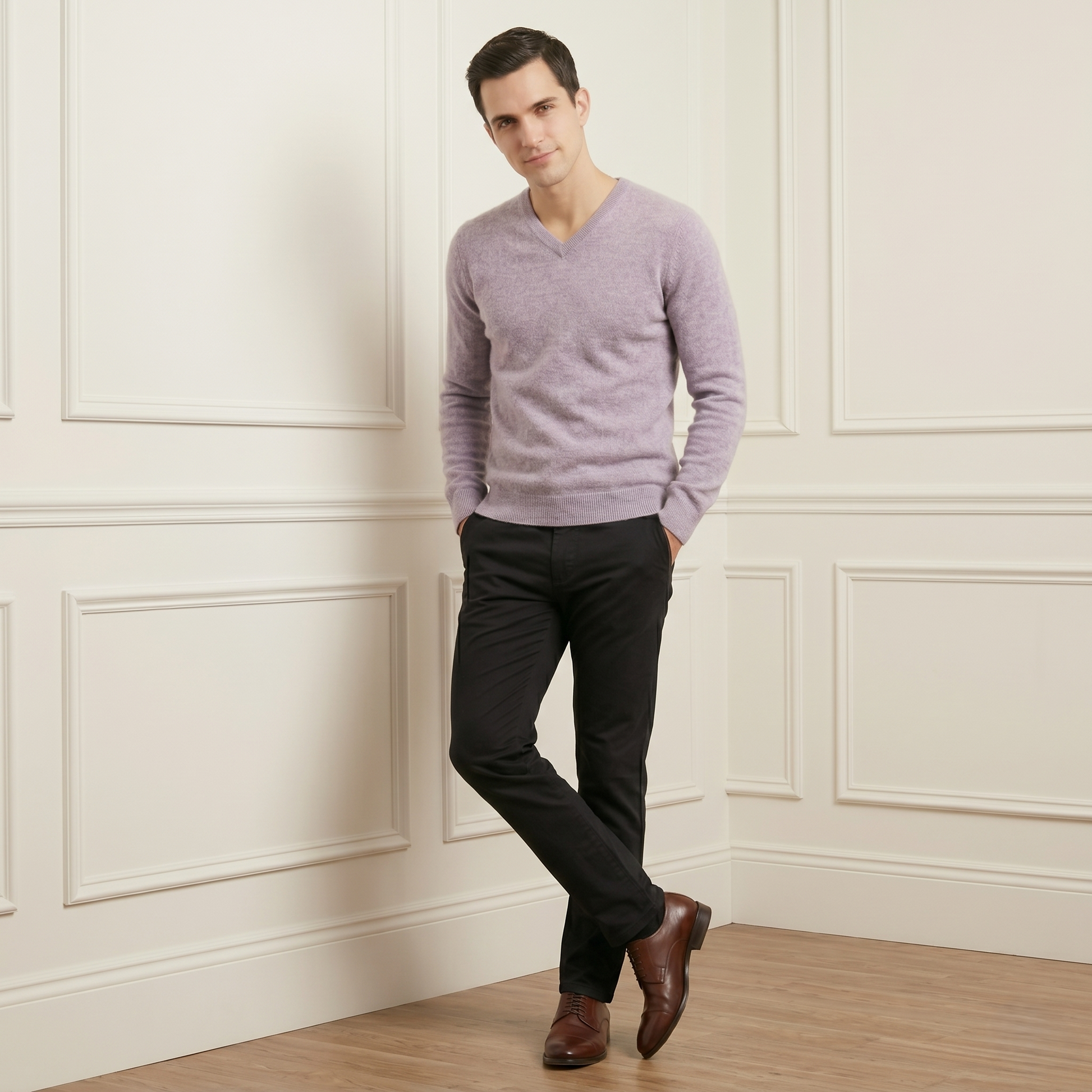 Exclusive Fog V-Neck Full sleeve Cashmere Sweater for Men