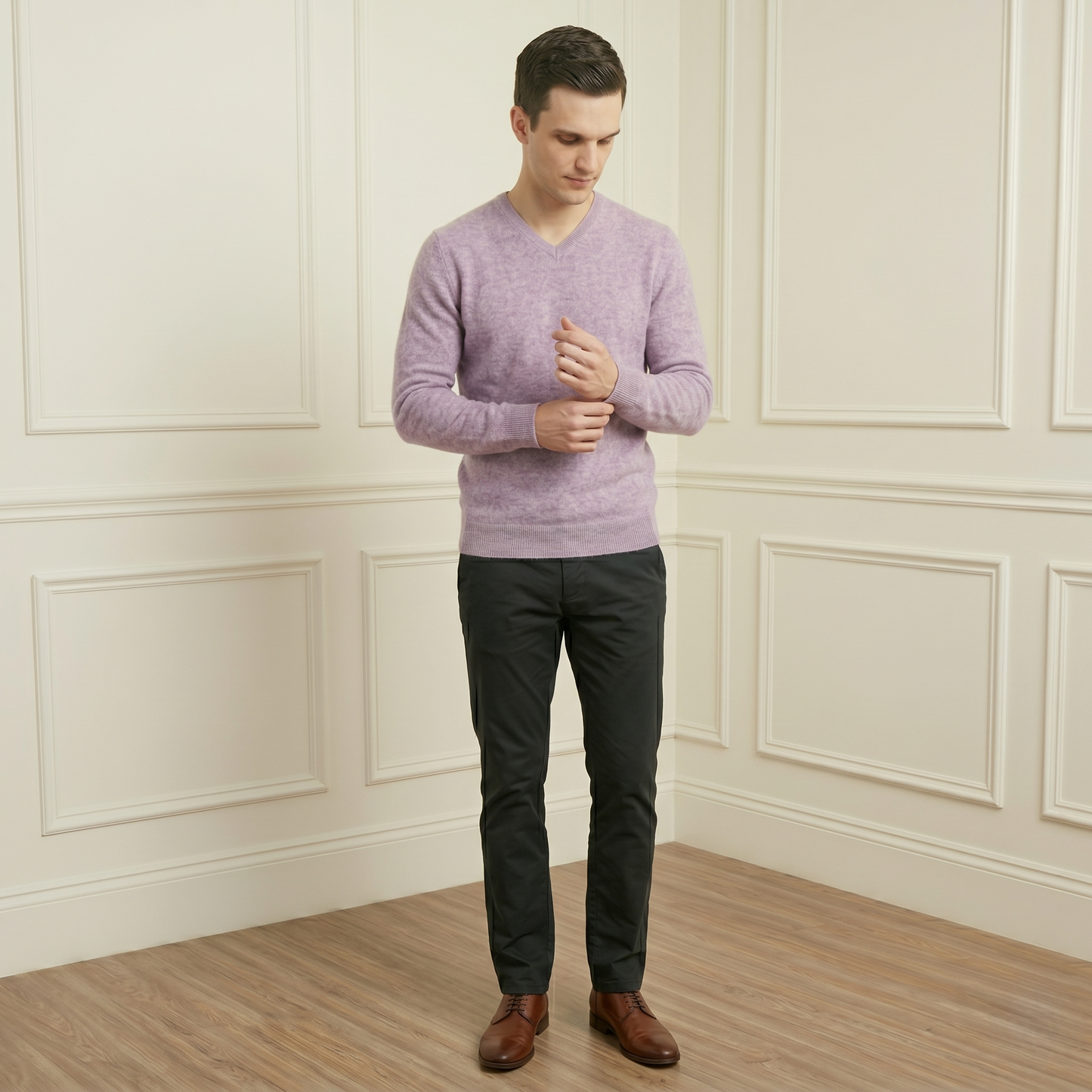 Exclusive Fog V-Neck Full sleeve Himalayan Cashmere Sweater for Men