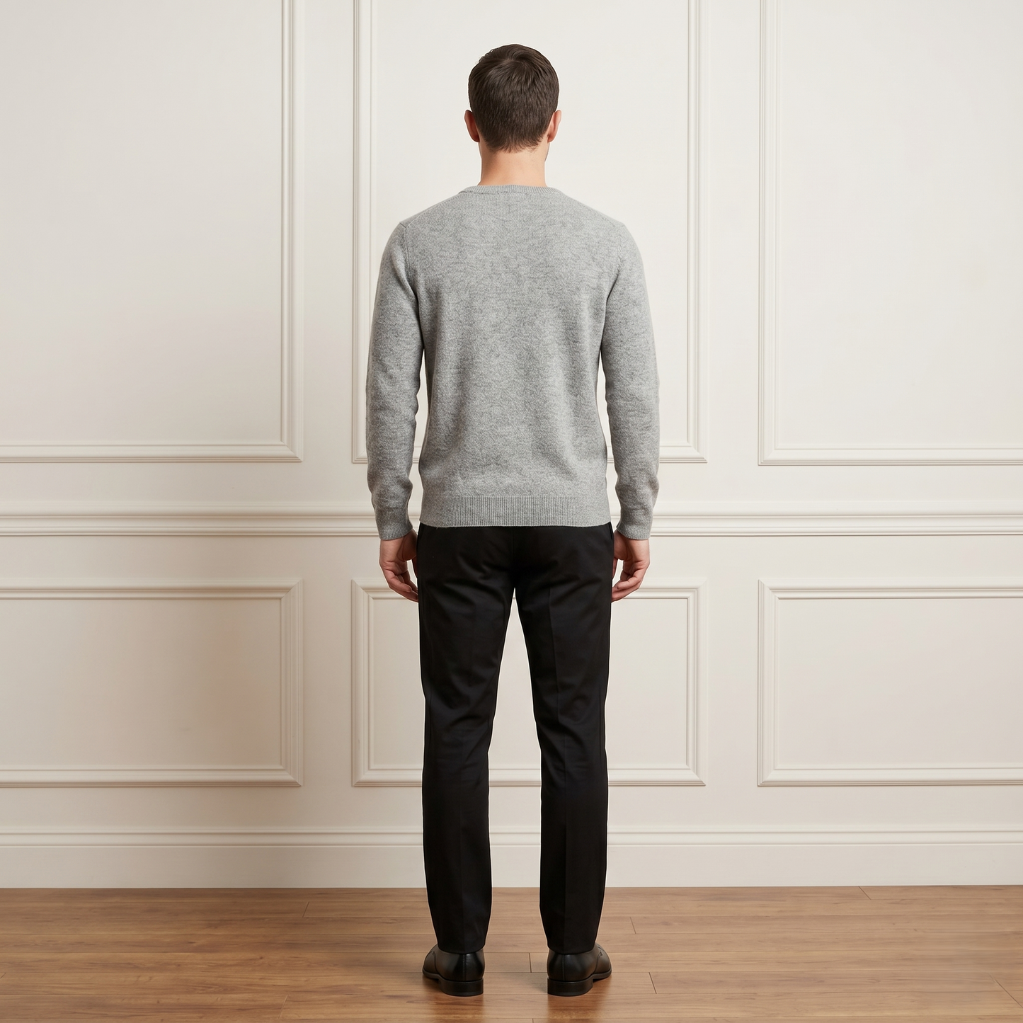 Exclusive Heather Gray Original V-Neck Full Sleeve Himalayan Cashmere Sweater