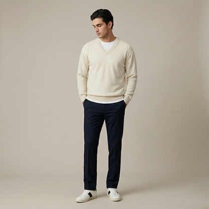 Exclusive Off-white Original V-Neck Himalayan Cashmere full sleeve Sweater for Men