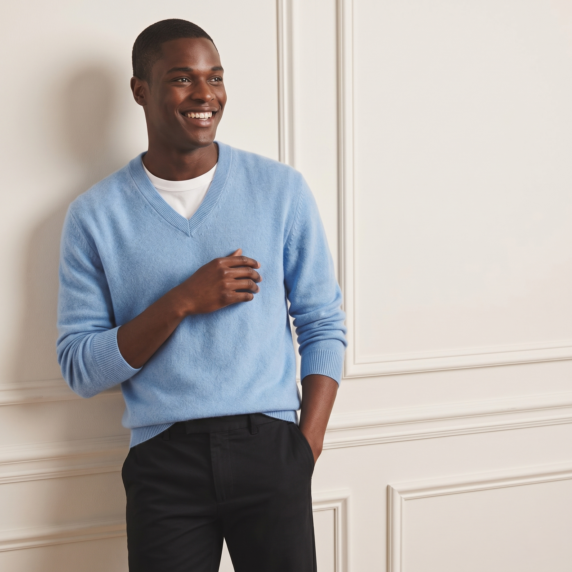 Exclusive Sky blue Original V-Neck Full Sleeve Himalayan Cashmere Sweater