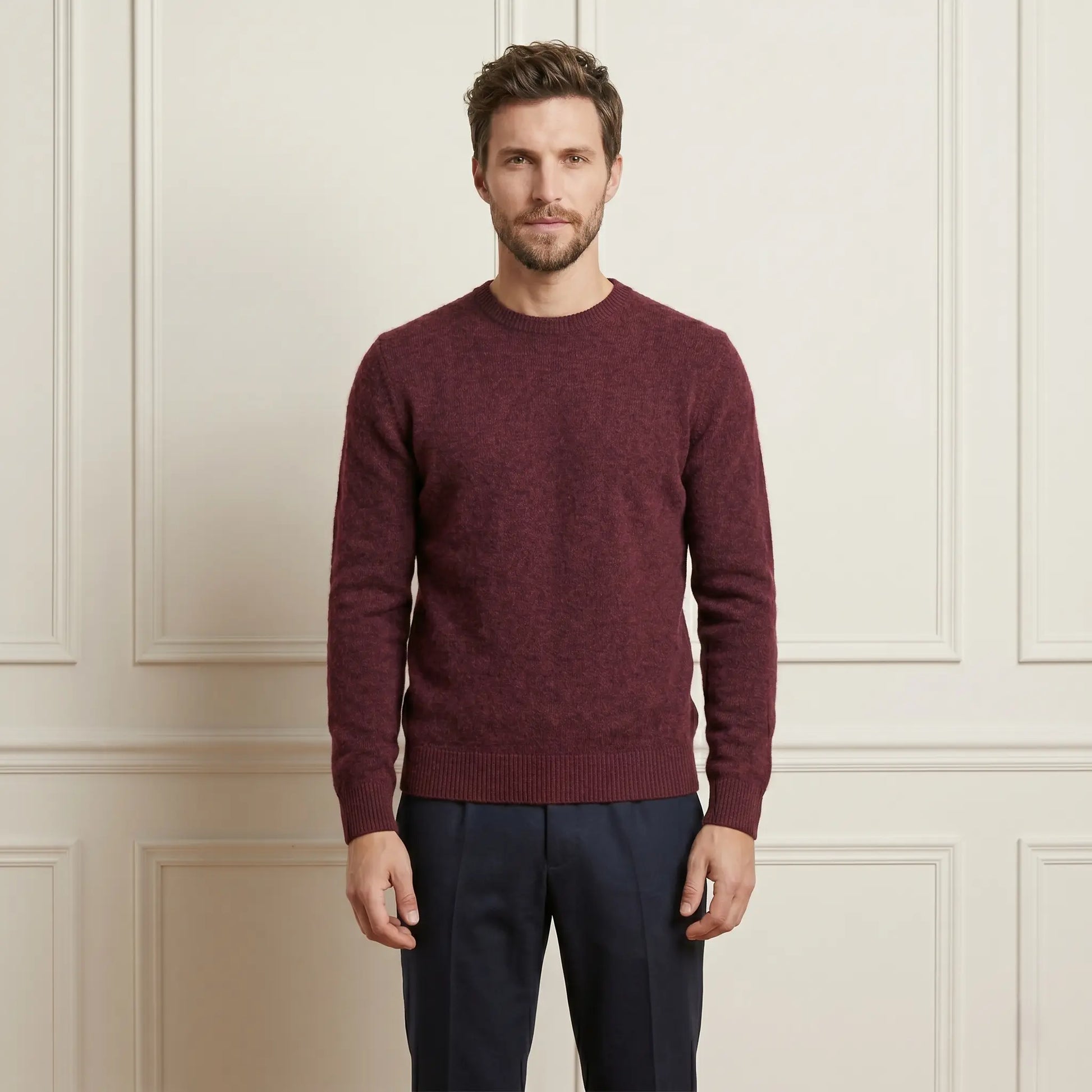 Exclusive Wine Red Original Crewneck Himalayan Cashmere Full Sleeve Sweater