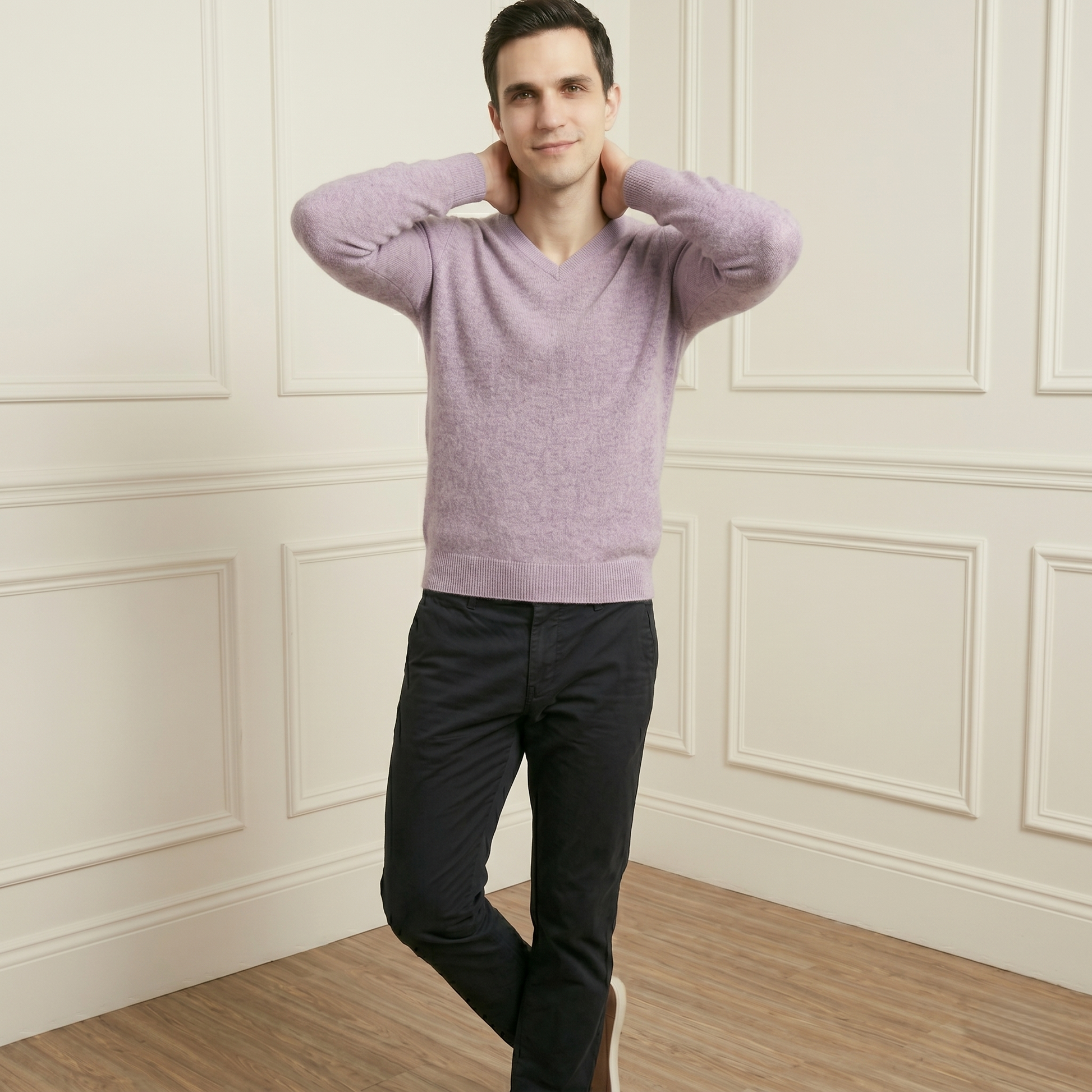 Fog V-Neck Full sleeve Himalayan Cashmere Sweater for Men