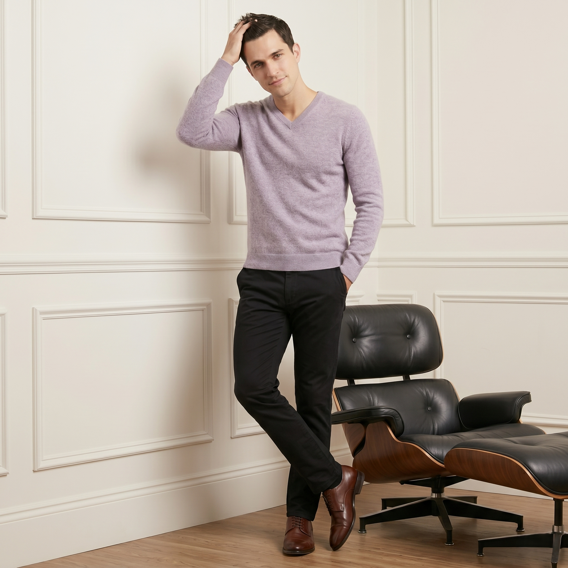 Fog V-Neck Himalayan Cashmere Sweater