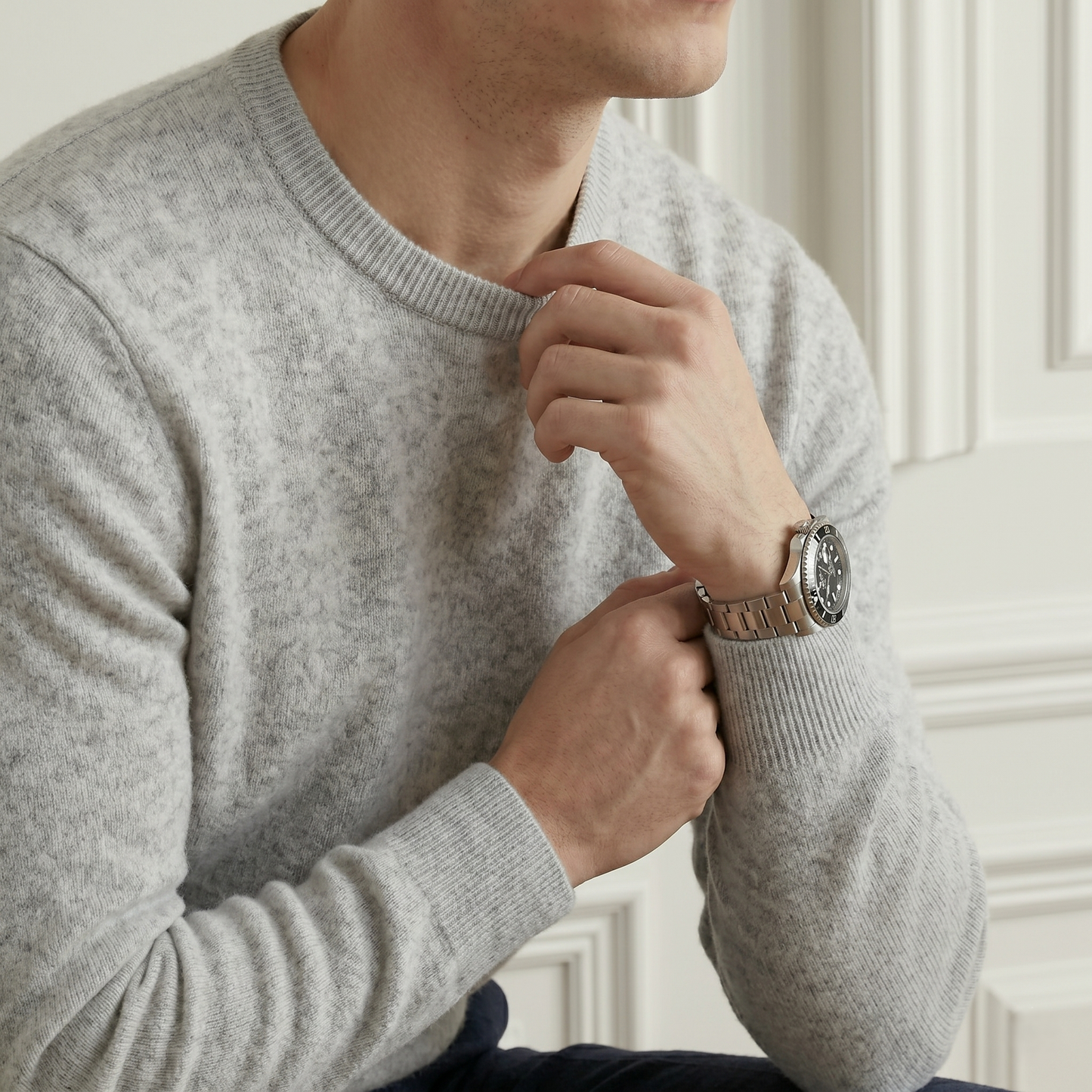 Executive Crewneck Undyed Himalayan Cashmere Sweater