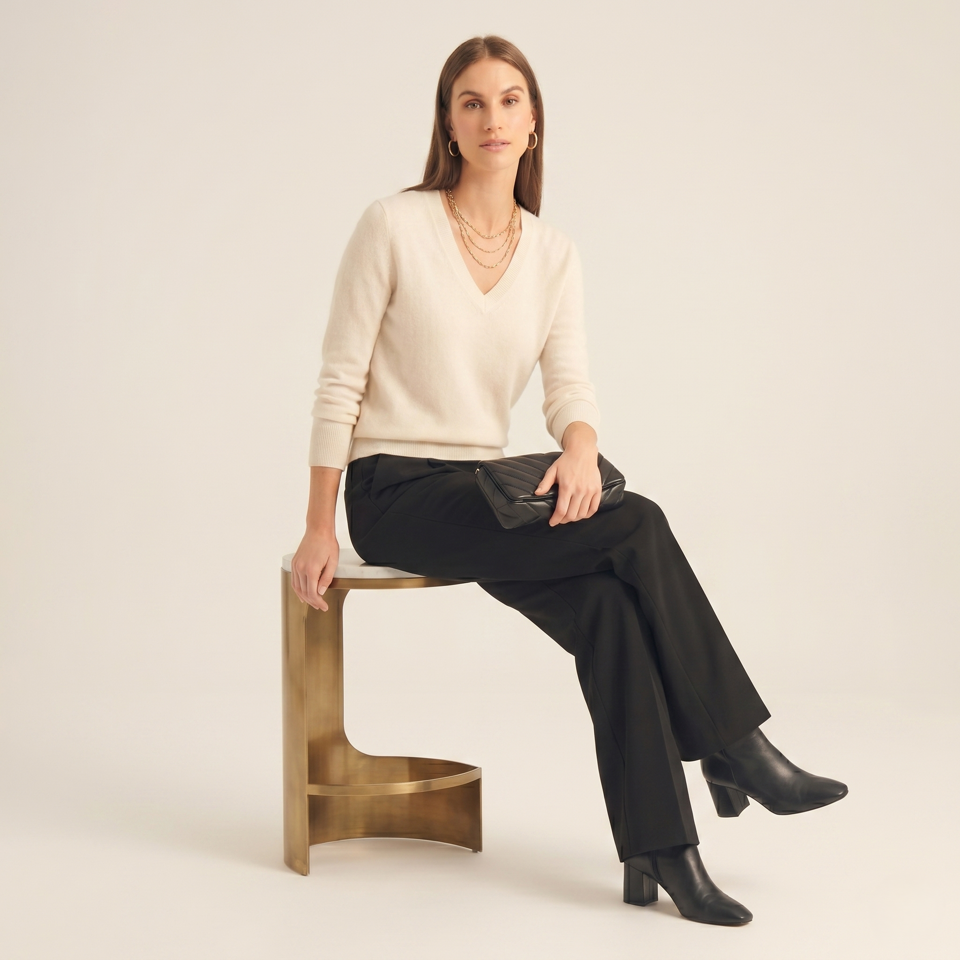 V-Neck Himalayan Cashmere Sweater For Women