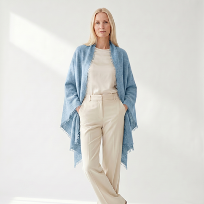Pure 16-Micron Handknitted Cashmere Pashmina Shawl - 28×84 IN