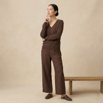 V-Neck Himalayan Cashmere Sweater For Women