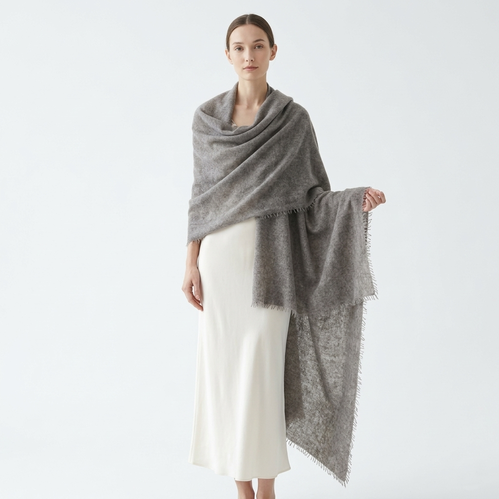 Pure 16-Micron Handknitted Cashmere Pashmina Shawl