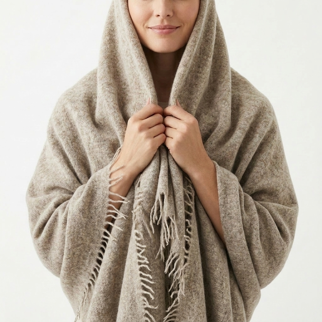 Pure 16-Micron Handknitted Cashmere Pashmina Shawl