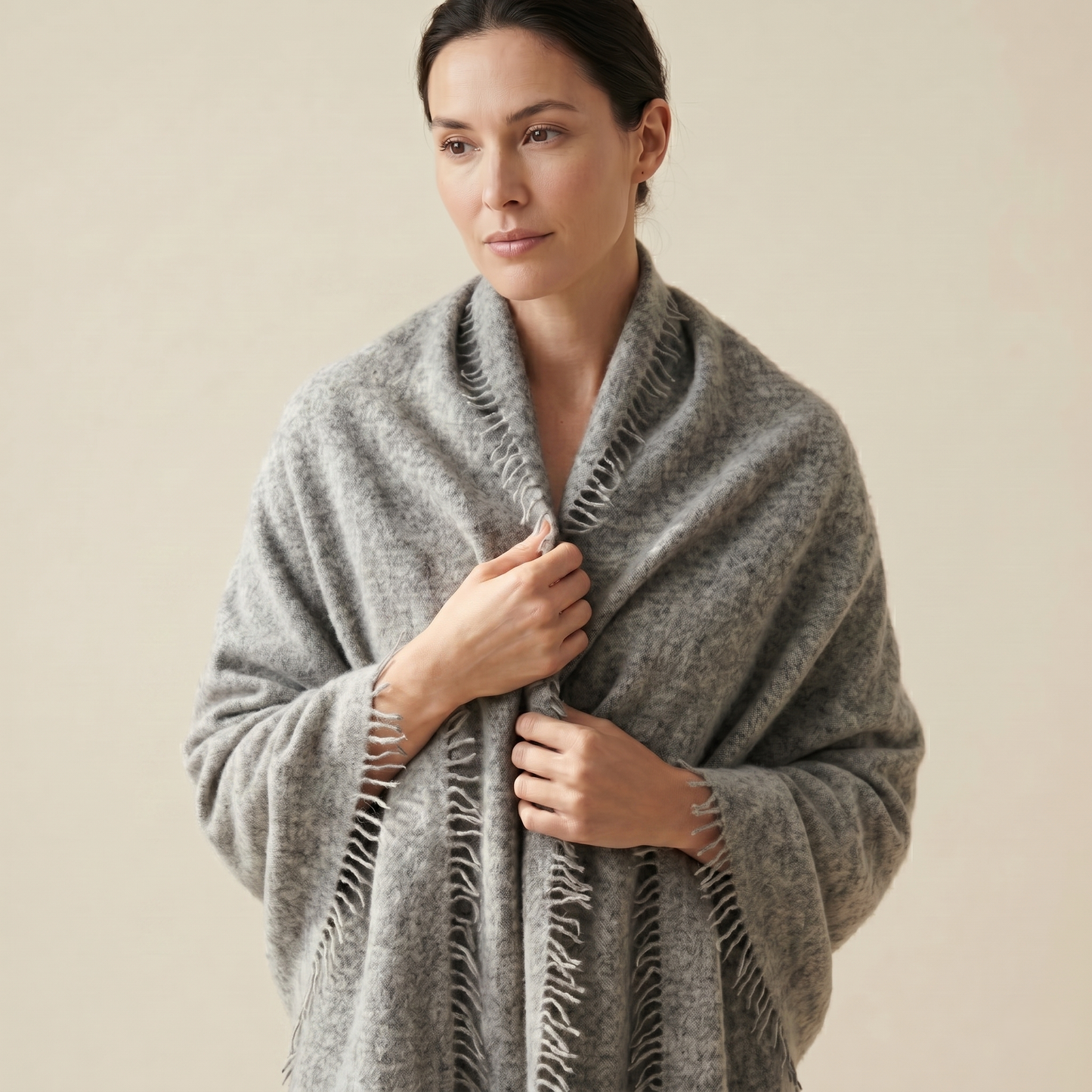 Pure 16-Micron Handknitted Cashmere Pashmina Shawl